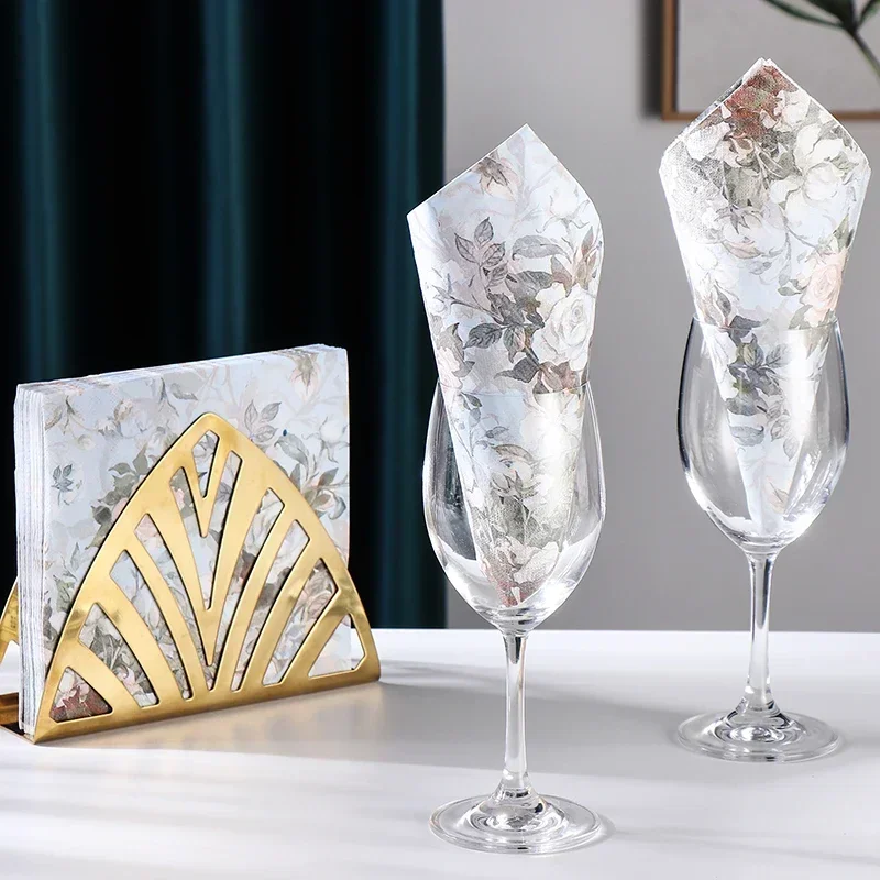 20 قطعة/pac 2-Ply 33*33 سنتيمتر الملونة الطباعة المناديل المناديل الورقية منديل ورقة فندق ساحة حفلة مطوية ورقة المفارش