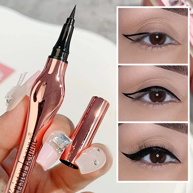 Quick Dry Liquid Eyeliner Pen Matte Black Brown Waterproof No Blooming Lasting Lying Silkworm Eyeliner Pencil Beauty Eyes Makeup