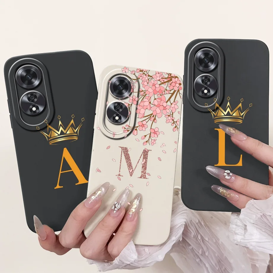 For Oppo A80 CPH2639 / Oppo A60 CPH2631 Case Slim Liquid Silicon Letters Funda Cases Case Camera Protective Cover Housing