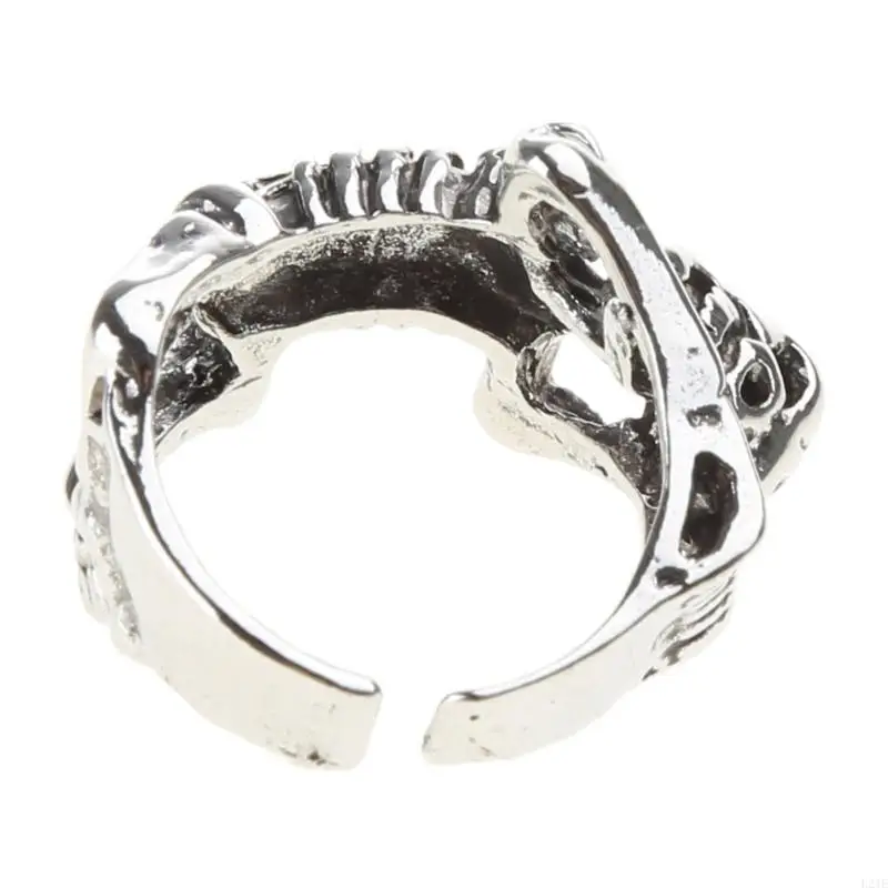 L21E Retro Punkringe Gothic Legierte -Ringe, verstellbare Ringe Skelettschädelringe