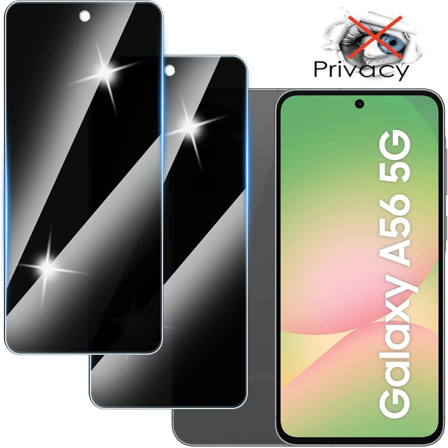 

2Pcs Privacy Tempered Glass For Samsung Galaxy A56 5G Screen Protector