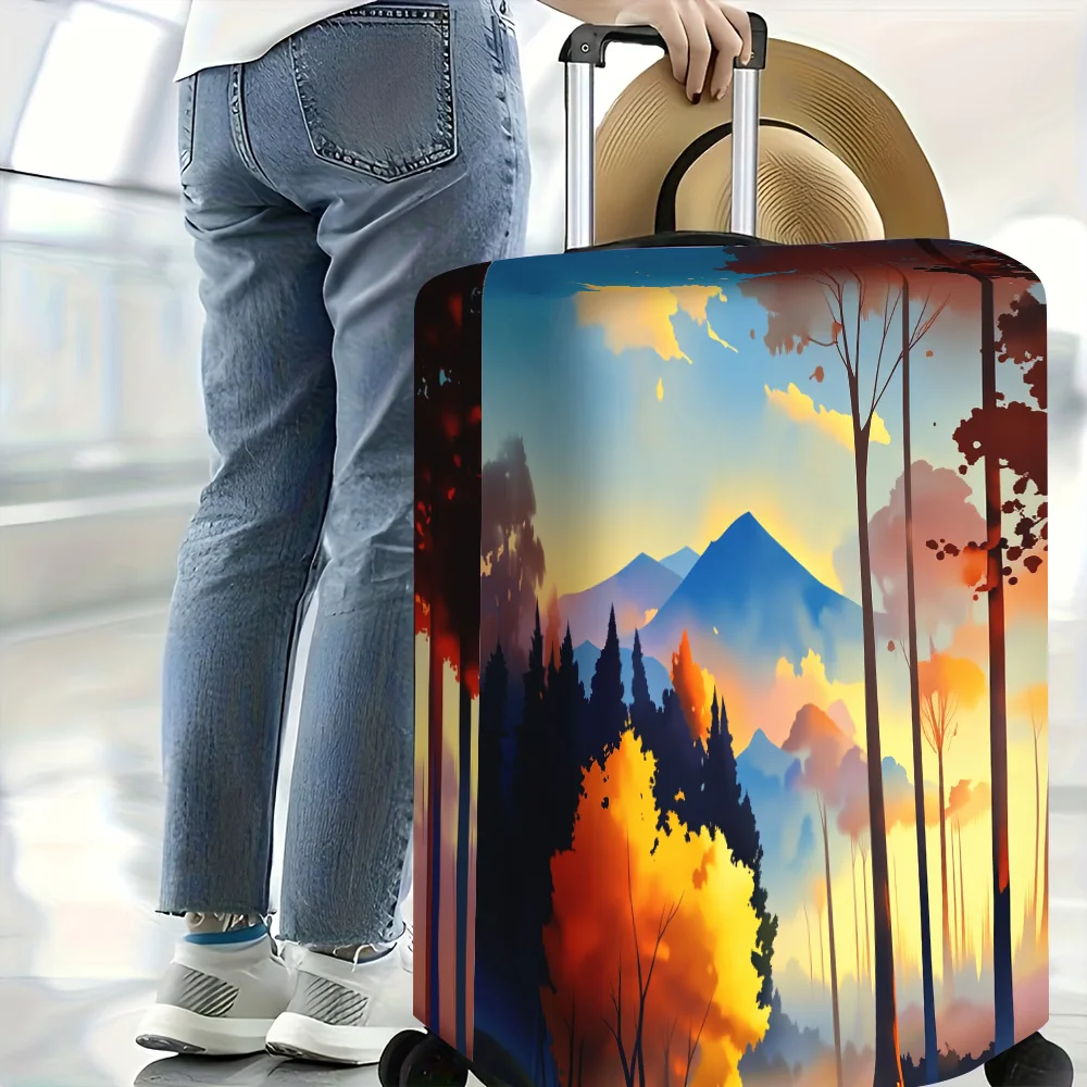 1pc Scenic Mountain Forest Printed Luggage Cover. Fits Suitcases from 18 to 32 Inches; Effectively Protects Your Luggage.