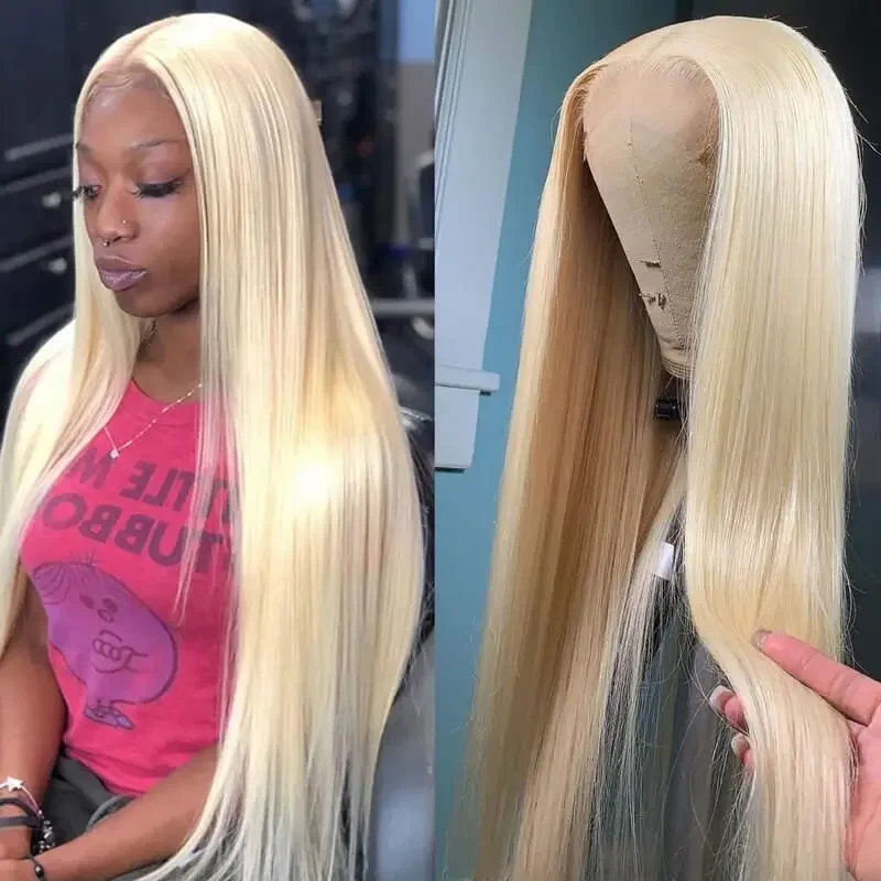 200% 613 Honey Blonde Straight 13x6 Lace Frontal Wig Brazilian Colored Glueless Wigs For Women Full Front Human Hair Wigs