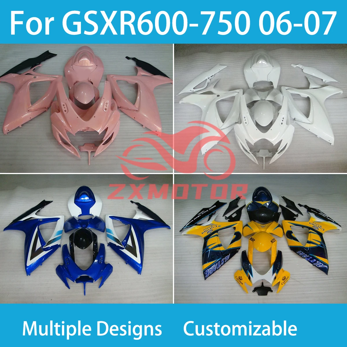 GSXR 600 750 06 07 Trail Bike Fairing Kit for SUZUKI K6 GSXR600 GSXR750 2006 2007 ABS Painted Fairings Injection Molding Fit