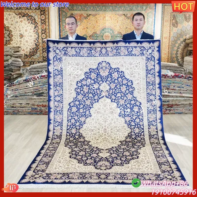 CECertificate 152x244cm Custom Silk Carpets Hand Knotted Big Size Large Area Rugs Soft Indoor for Living Room Large Persian