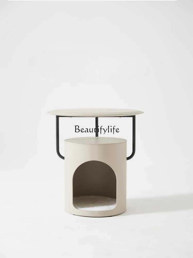 

Modern Cream Wind Cat Nest Side Several Small Unit Round Side Table People and Cats Shared Saddle Leather Bedside Table