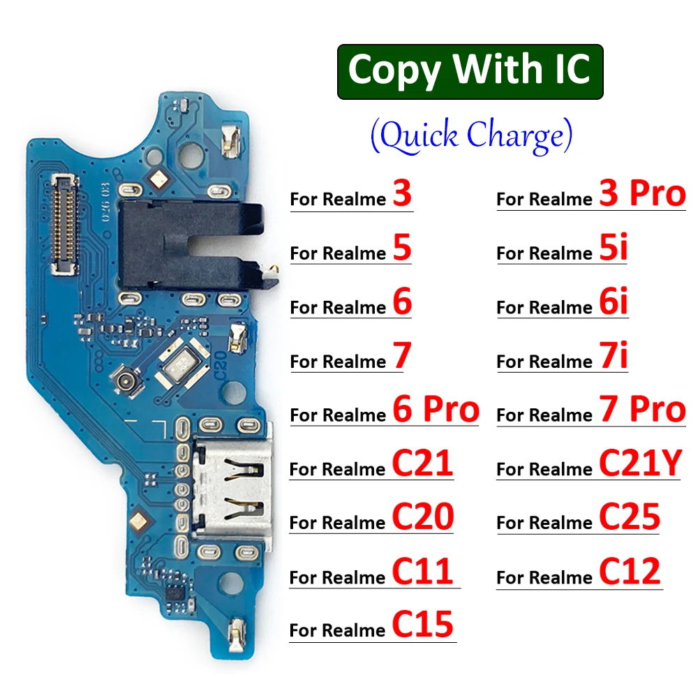 

For Oppo Realme 7 7i 6 6i 5 5i 2 3 Pro C11 C20 C25 C15 C21 C21Y USB Charging Port Mic Microphone Dock Connector Board Flex Cable