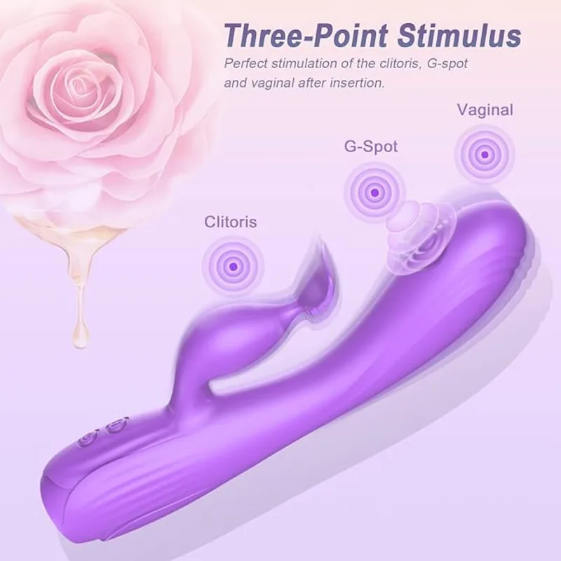 3 In 1 Rabbit Vibrator 7-speed Licking Vibrating With Heating Clitoris Stimulator Waterproof Dildo Silicone Sex Toys For Women