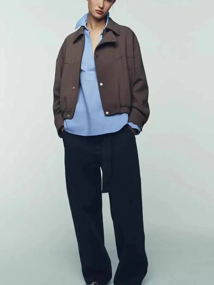 

European and American style winter new arrival fashion simple women's long-sleeved lapel versatile jacket/coat.