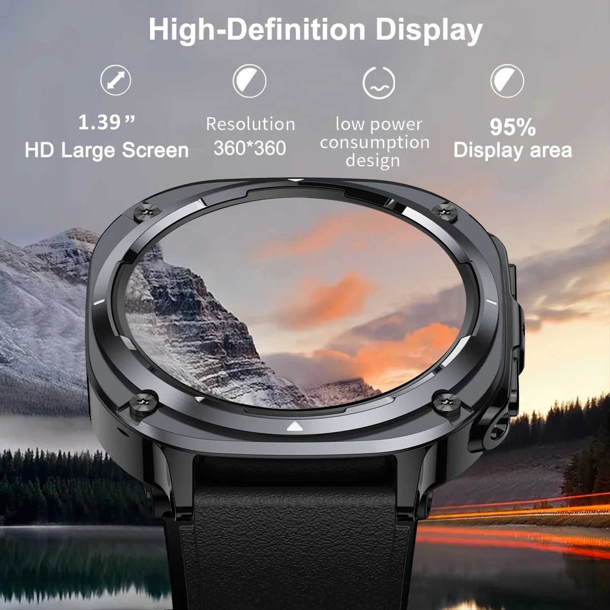 DAORKOW2025 신형 남성용 스마트워치, IPX8 방수, LED 조명, 블루투스 통화, 심박수, 수면 모니터링, 스포츠 스마트워치