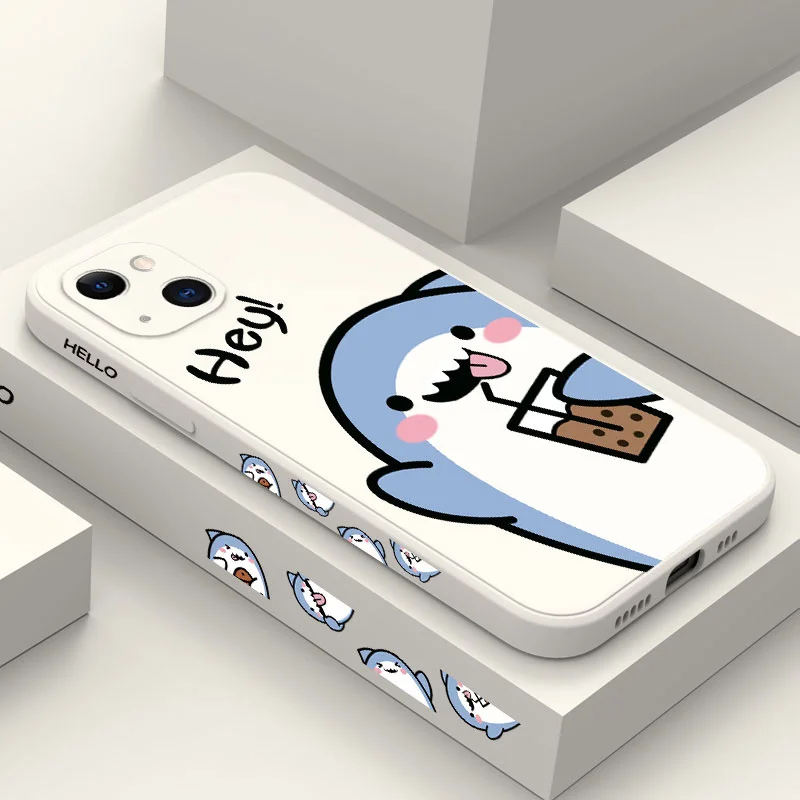 Cute Shark Phone Case For iPhone 16 15 14 13 12 11 Pro Max Mini X XR XS MAX  Plus Cover