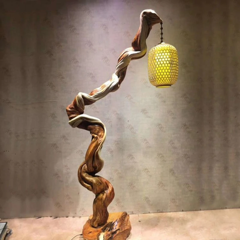 

Floor-to-ceiling light stand ornaments Natural logs Natural conformal branches Dead wood