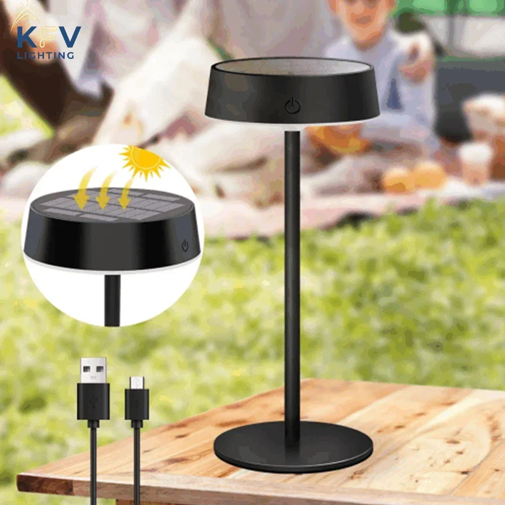 KFV Schreibtischlampe Solar- & USB-Ladung 3 Farbtemperaturen Dimmbare LED-Schreibtischleuchte Wasserdichte Tischlampe Solarleuchte für Schlafzimmer Zuhause