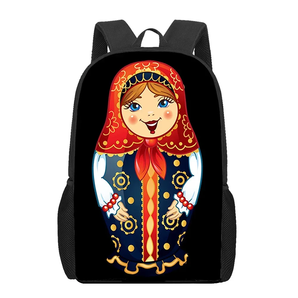 Russian Dolls Matryoshka Backpack 16 Inch Travel Bookbag for School College Students Russia Babushka Folk Art Bag Laptop Daypack