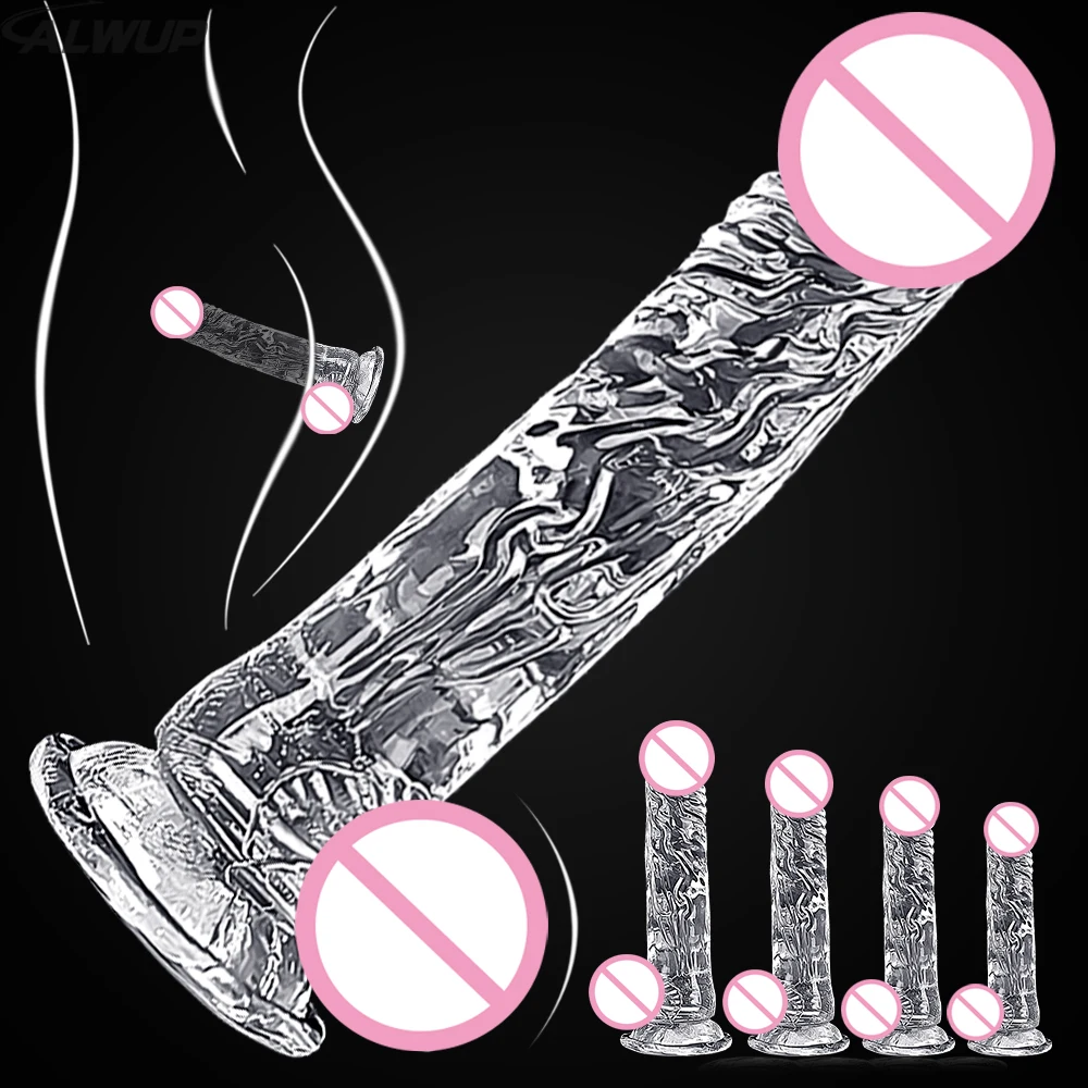 Transparent Realistic Penis Dildo Soft Crystal Jelly Dildos Strong Suction Cup Fake Dick Penis Anal Butt Plug Sex Toys for Women