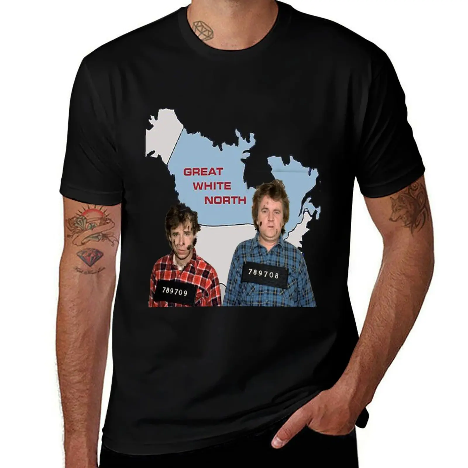

Bob and Doug Mckenzie Mugshot - SCTV Legends T-Shirt Fashion Print Casual Short Sleeve