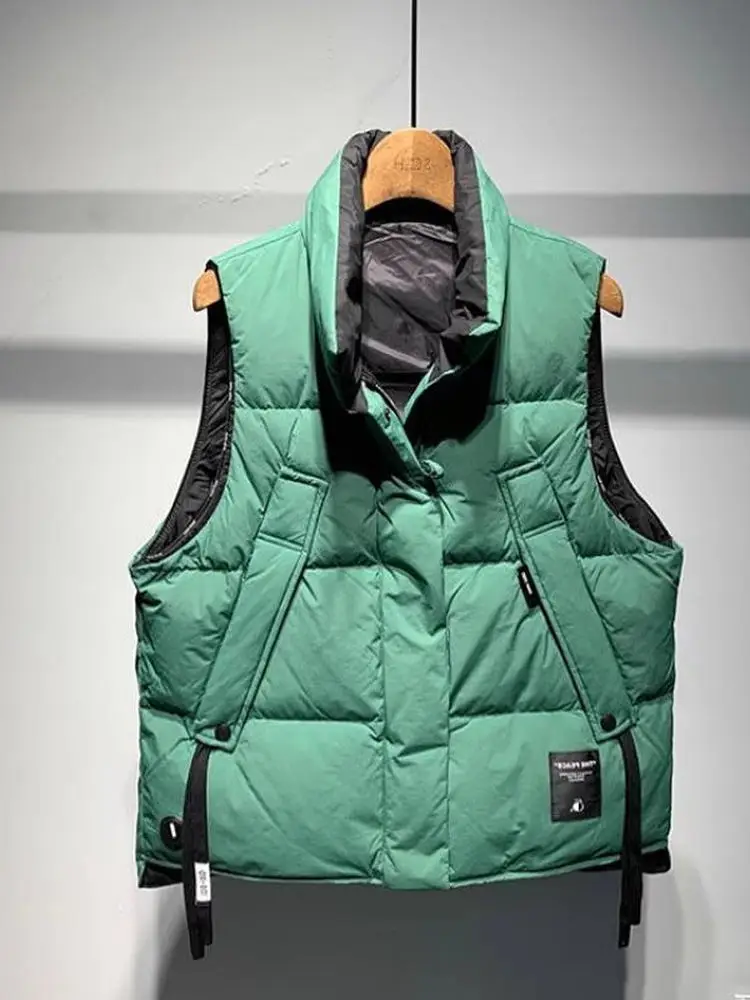 남성용 다운 코튼 조끼 겨울 두꺼운 따뜻한 캐주얼 아우터웨어 패션 브랜드 대형 사이즈 레저 탑 코트 남성용