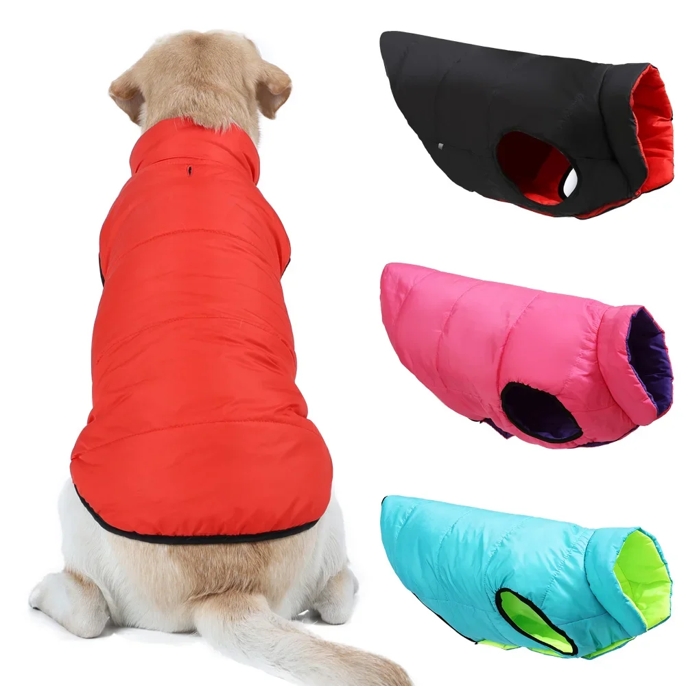 Reversible Big Dog Jacket Winter Warm Clothes For Small Large Dogs Cat Windproof Waterproof Pet Vest Coat Labrador Pug Clothing