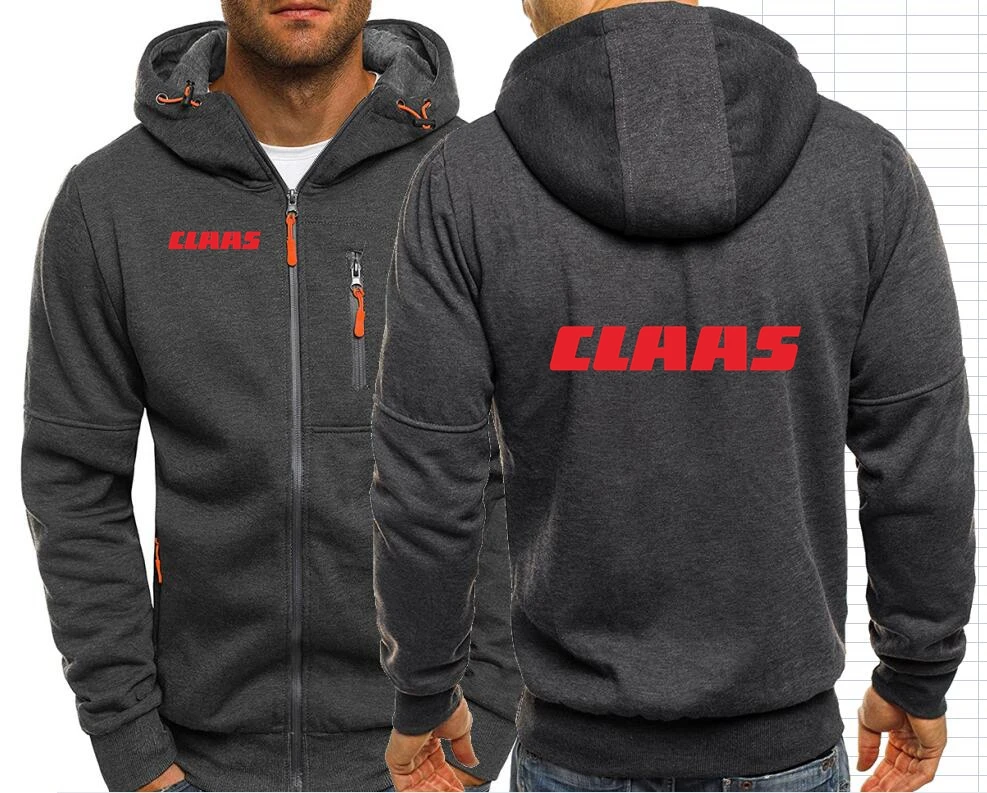 Claas Men Jackets Hoodies Coats Tractor Farming Male Brand Hooded Sweatshirt Men Zip-up Hooded Sweatshirt Outwear Streetwear