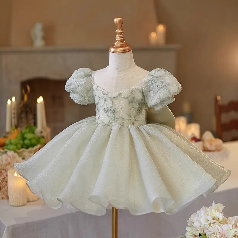 

Super Fairy Children's Flower Wedding Little Girl First Baby Girl Birthday Party Princess Dress Kindergarten