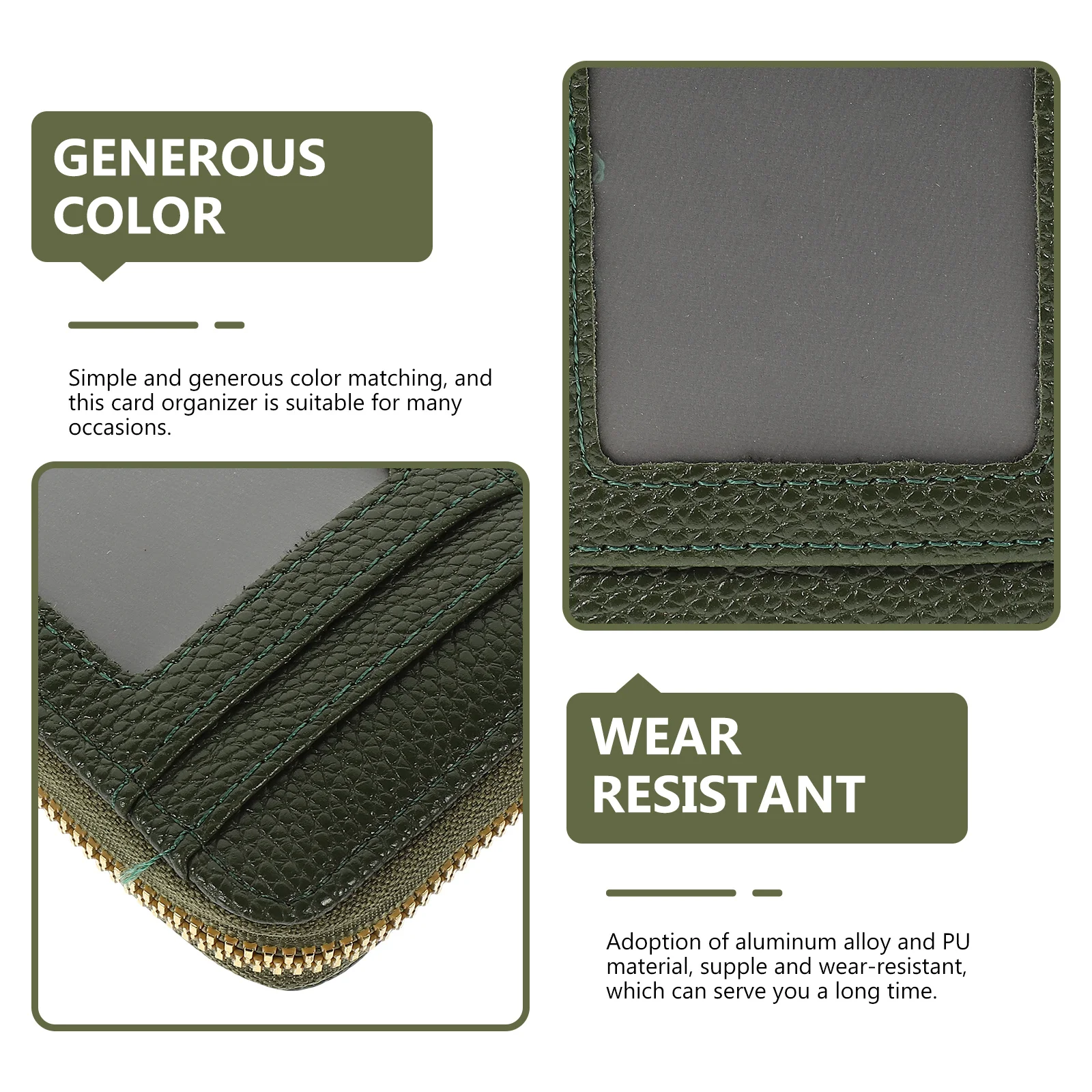 حامل بطاقات سفر مضاد للمغناطيسية، محفظة مدمجة من سبائك الألومنيوم من البولي يوريثان بسحاب، حقيبة محمولة لتنظيم بطاقات الائتمان التجارية