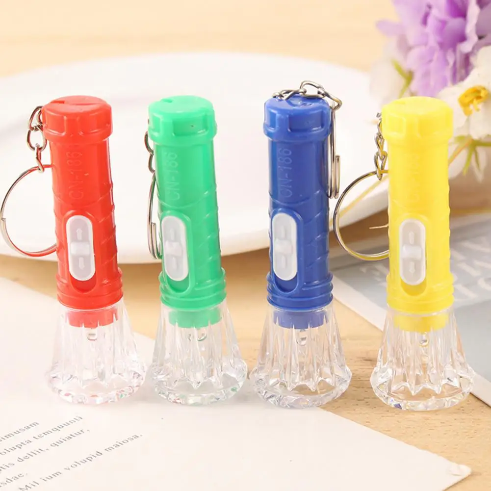 10Pcs Flashlight Toy Metal Buckle Diamond Shape Grip Entertainment Kids Flash Light Key Rings Pendant Accessories for Christmas