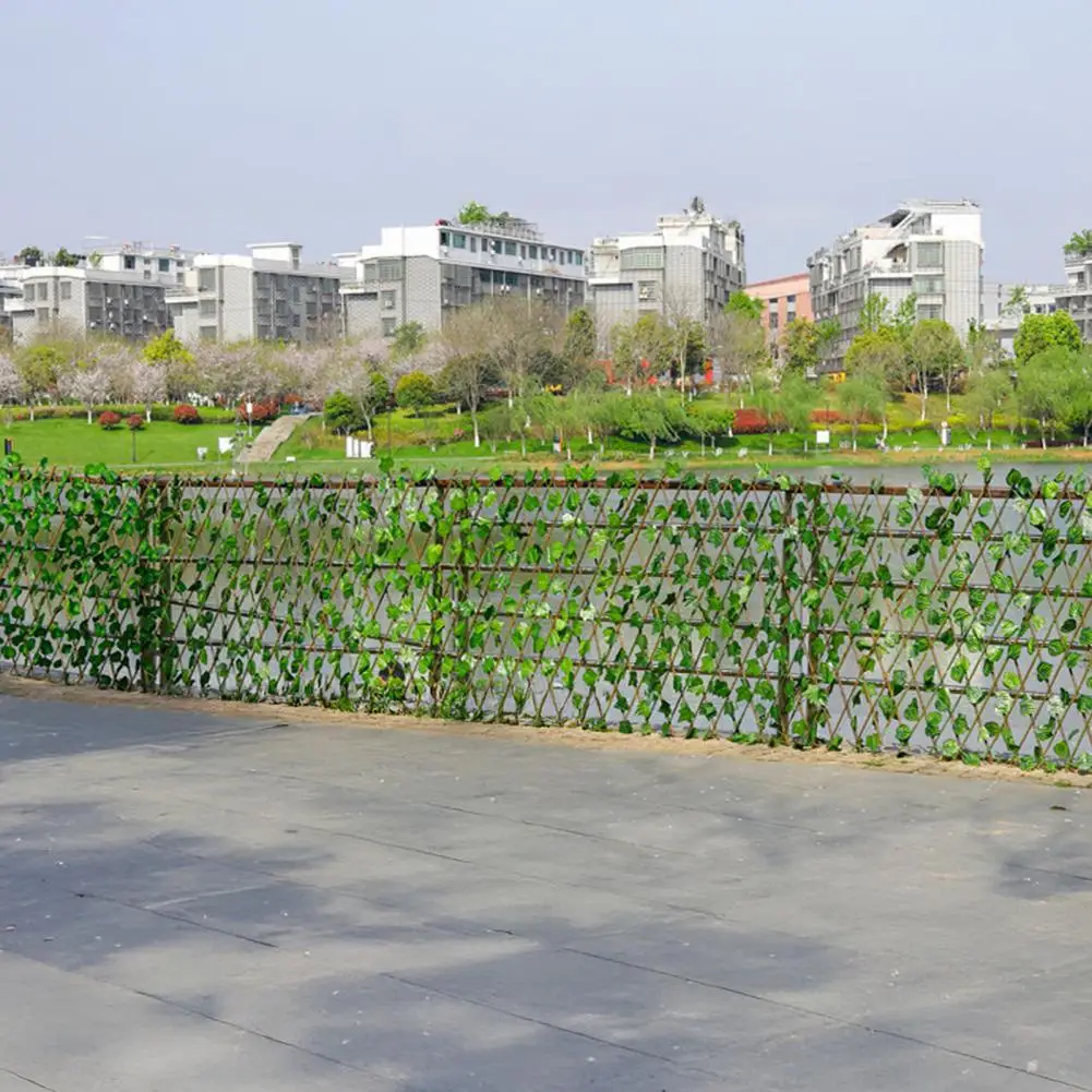 

Expanding Wooden Trellis Privacy Screen Garden Fence Artificial Faux Ivy Leaves Hedge for Garden Buildings