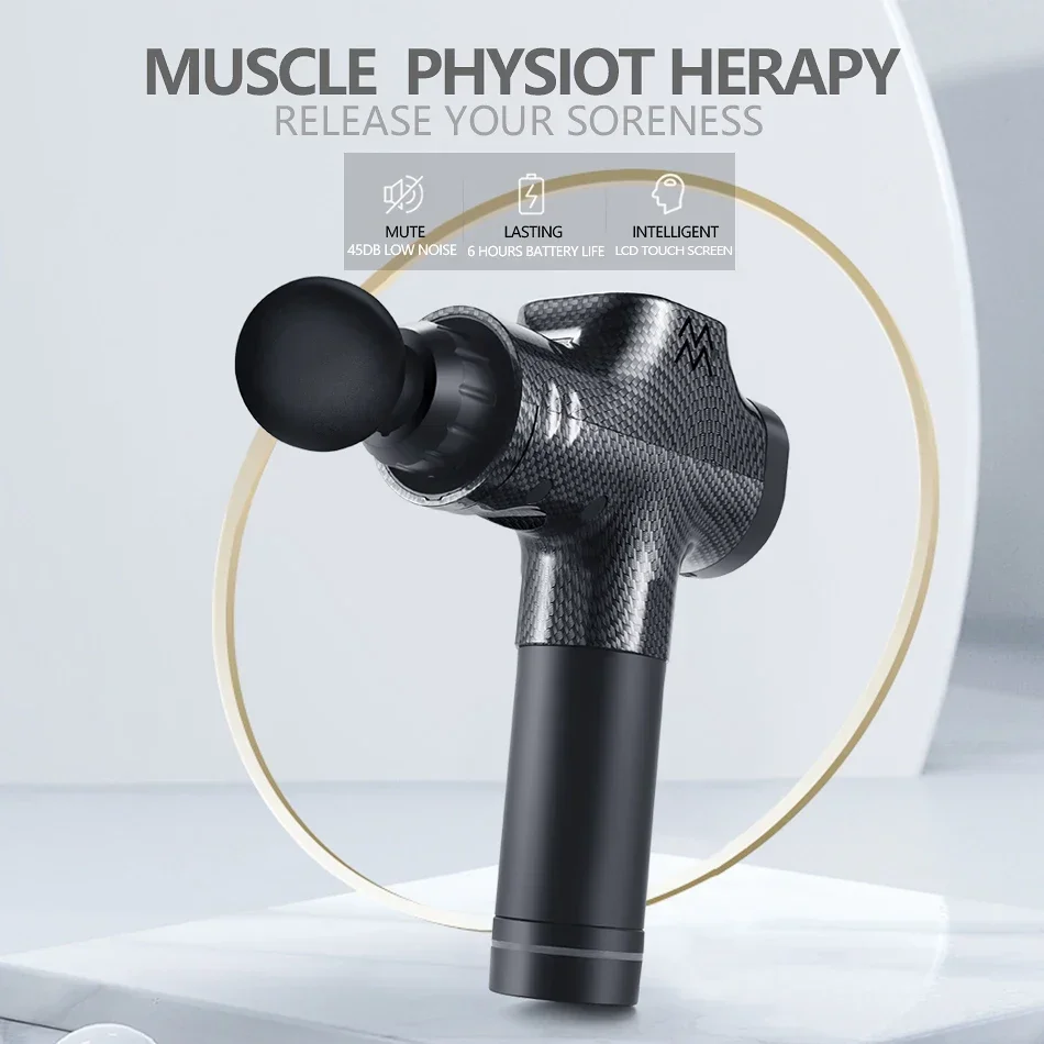 Portable Deep Tissue Muscle Fascia Gun Infrared 6 Heads Brushless Motor Vibration Massage Gun