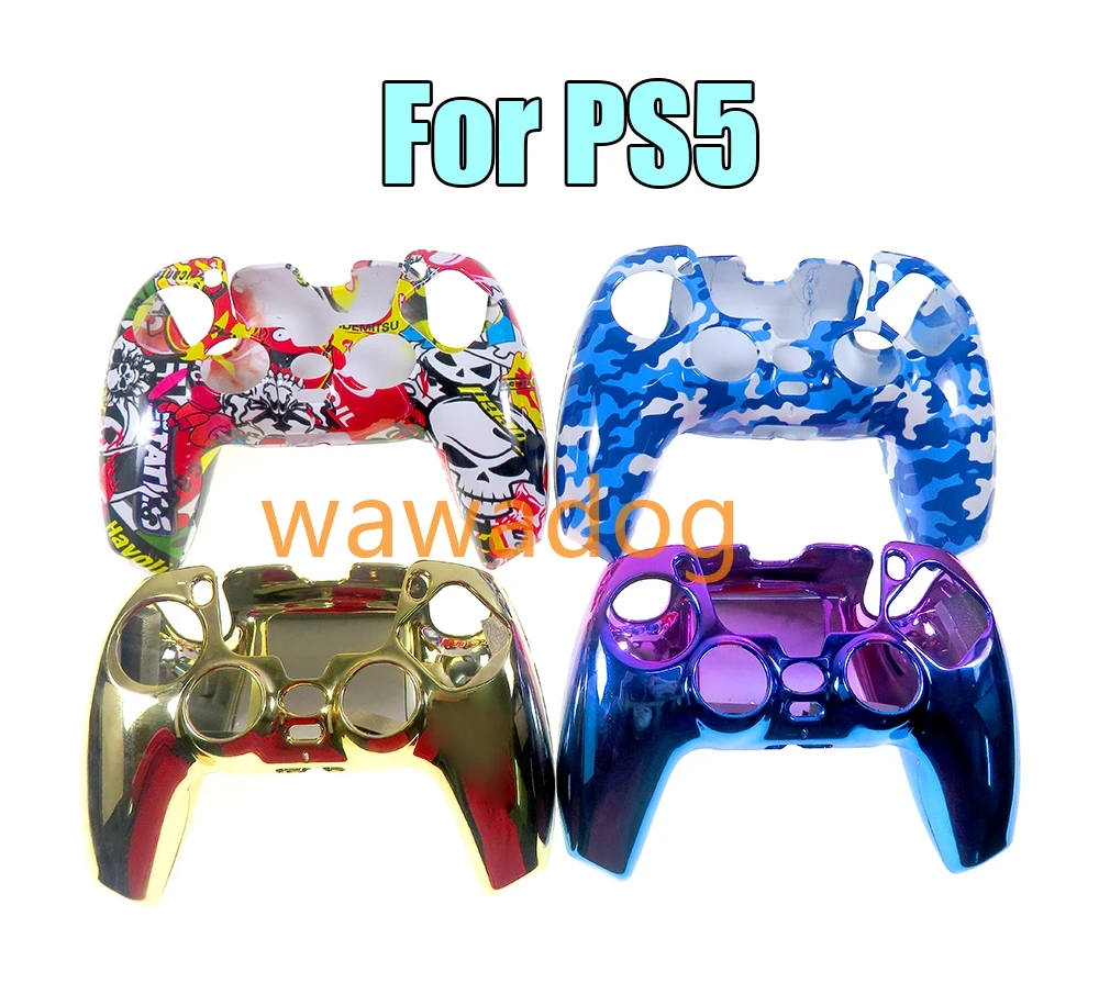 

15pcs Gold plated Water Transfer Printing Silicone Case For PS5 Controller Protection Skin For DualSense Gamepad Cover