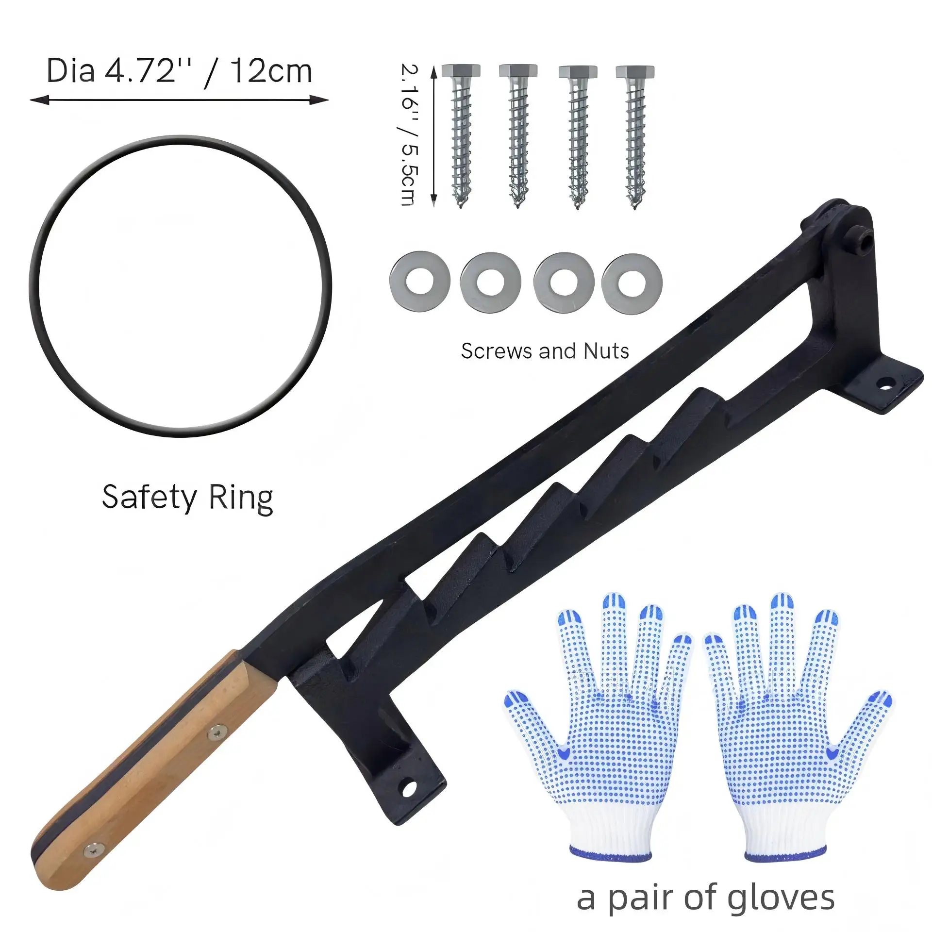 Manual Wall-fixed Steel Wood Splitting Tool, Sturdy High Carbon Steel Structure for Home Courtyard Firewood Quick Splitting Work