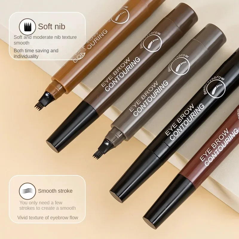 EyebloguTattoo-Stylo de tatouage pour microblading, étanche, 4 pointes de fourchette, longue durée, professionnel, croquis fin, amélioration des galets, crayon pour sourcils