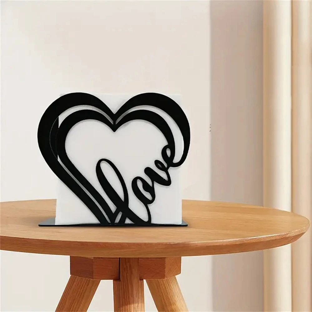 

Железный держатель для салфеток в форме сердца, металлическая подставка для бумаги, украшение для дома, вечеринки, независимый настольный зажим для хранения салфеток, диспенсер для салфеток