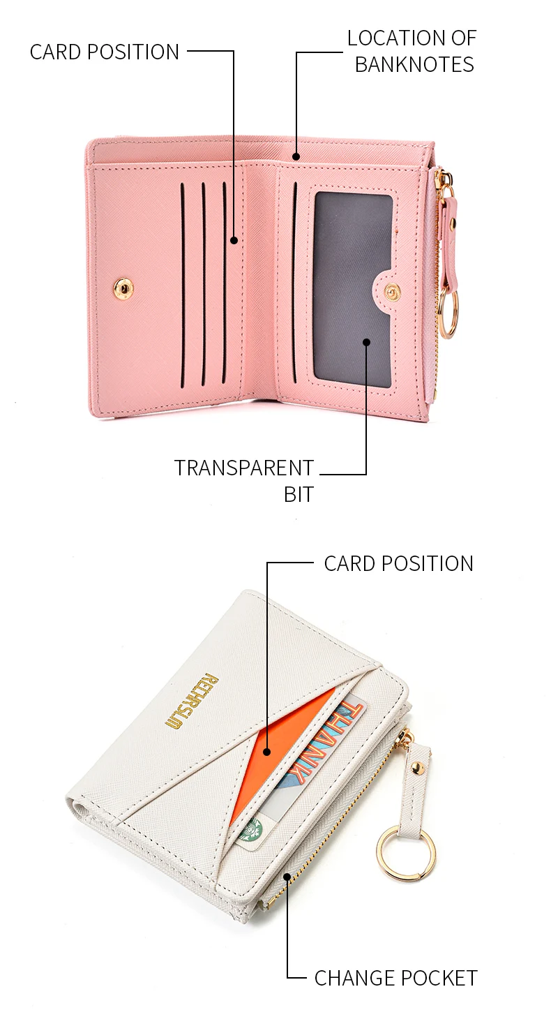 Frauen PU Leder Kupplung Brieftasche Mini Münze Karte Halter Kurze Schnalle Handtasche Neue Mode Kleine Größe Frauen Brieftasche – Detail 5