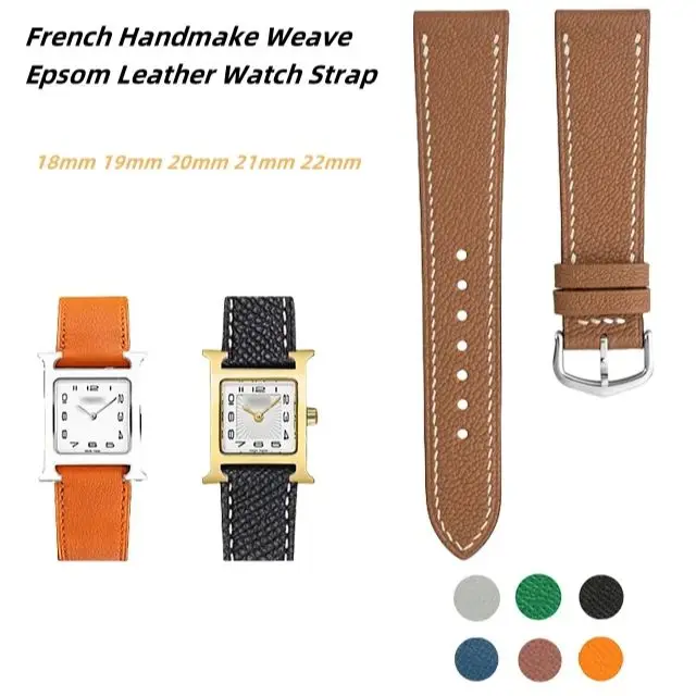 Couro genuíno frança epsom para montblanc longines hermès rolex omega pulseira de relógio de liberação rápida universal cabeça plana