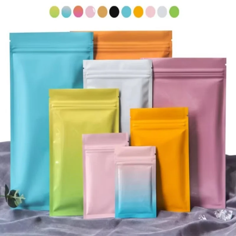 

100PCS Matte Flat Aluminum Foil Ziplock Packaging Bags DIY Resealable Snack Candy Sugar Coffee Powder Tea Gift Storage Pouches
