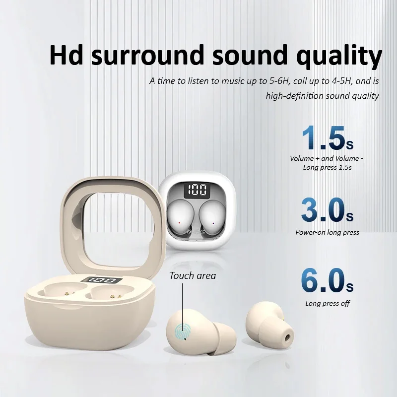 TWS Wireless Bluetooth Headphones In-Ear Invisible Sleep Earbuds With Mic Noise Cancelling Earphones HIFI Music Headset SK19