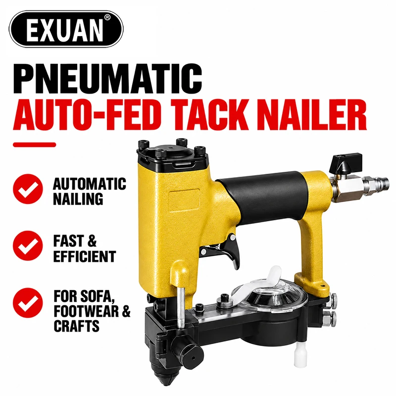 ZN-12S Pneumatic Auto-fed Tack Nailler Sofa Stapler Furniture Decoration Nailler Pneumatic Nail Gun Round Headed Nail Automatic