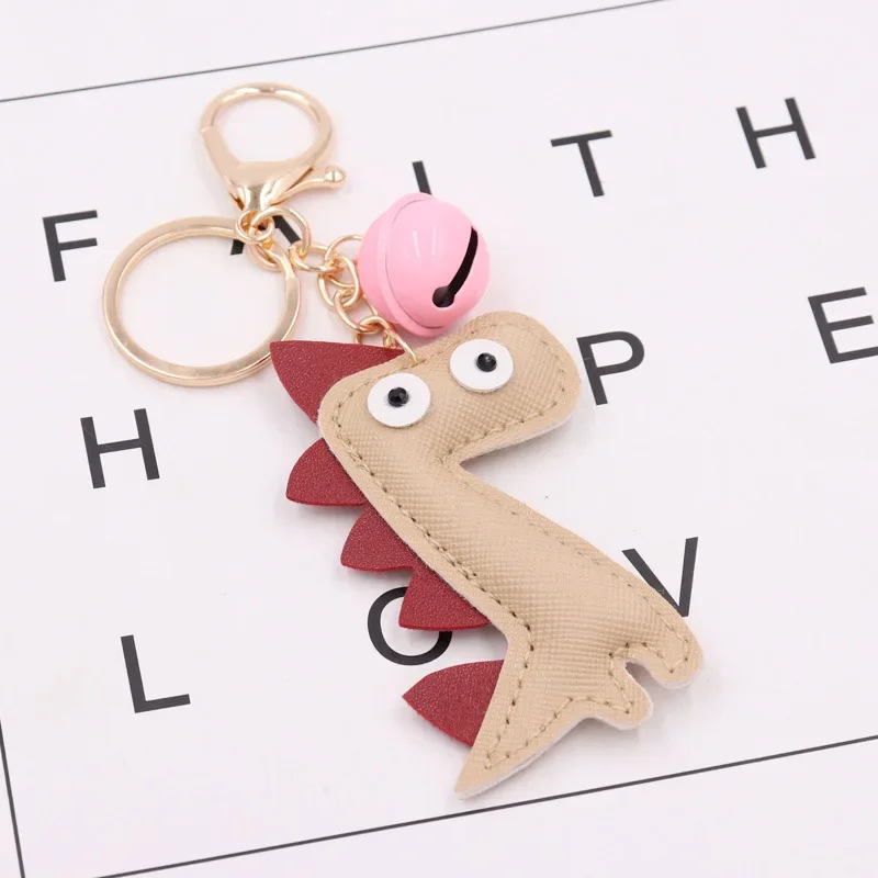 Dinosaur Toys for Kids Keychain Boy Gift Cartoon Animal Leather Pendant Car Handbag Keyring Accessories