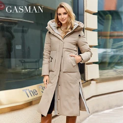 GASMAN 2023 New Women's Winter Jacket Long Hooded Coats Woman Fashion Warm Parkas Brand High Quality Female Down Jackets 83287