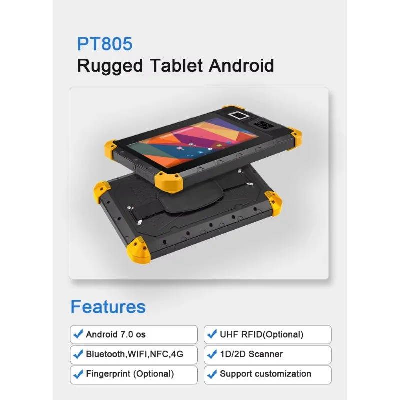 Android 7.0 8 Polegadas 4G Wifi BT 4.0 GPS IC Cartão SIM 10000 MAh Bateria Coletor de Dados PDA Inteligente
