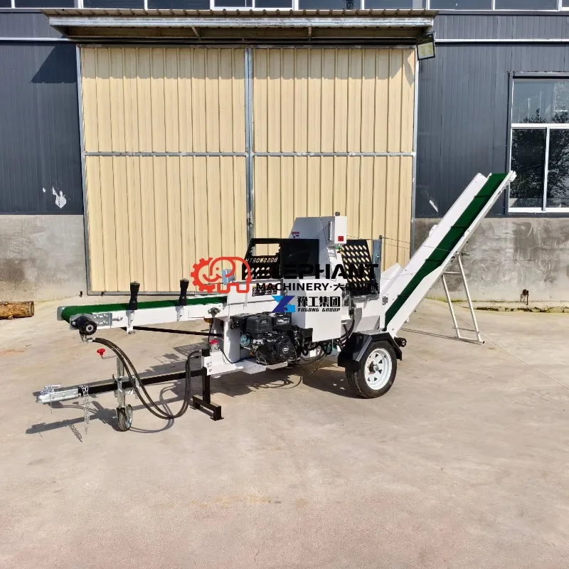 Petrol Hydraulic Wood Cutting Machine, Portable Firewood Processor Log Splitter for Farm Garden Timber Wood Processing