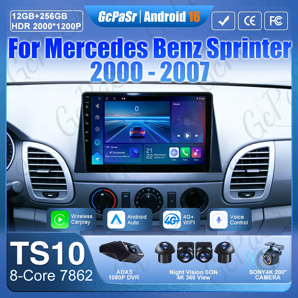 Android 16 Car Radio For Mercedes Benz Sprinter 2000 2001 2002 2003 2004 - 2007 Carplay Multimedia GPS Navigation Stereo Screen