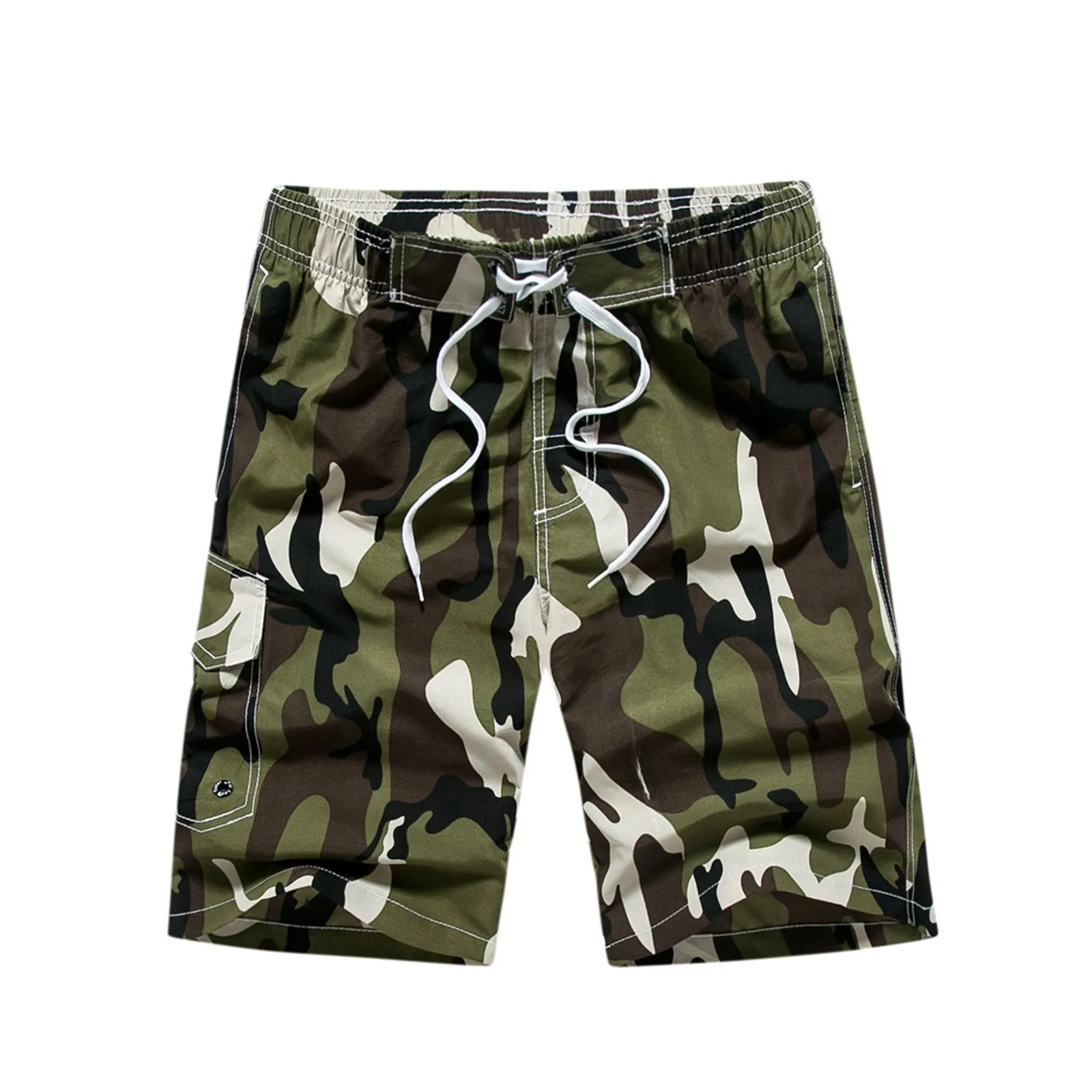 Summer New Camouflage Swimming Trunks For Men Drawstring Multi-Pocket Board Shorts Hawaiian Beach Vacation Casual Swimsuit