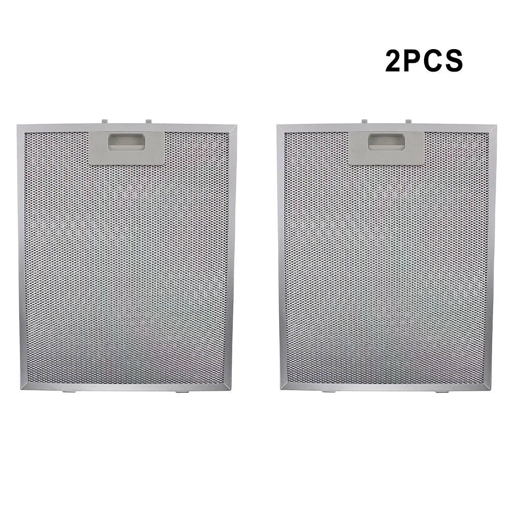 2PCS Cooker Hood Filters Metal Grease Mesh Extractor Vent Filter Odor 320x260x9mm Hood Vents Stainless Steel Silver Home Parts