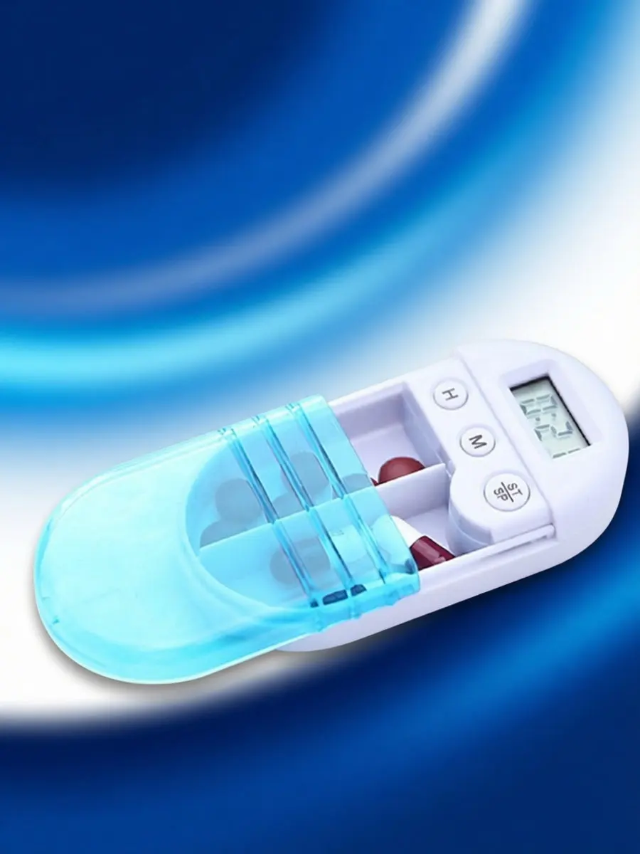 Electronic Pill Box with Countdown Timer and Loud Alarm Smart 2-Section Digital Medicine Case for Daily Dose Management Anywhere