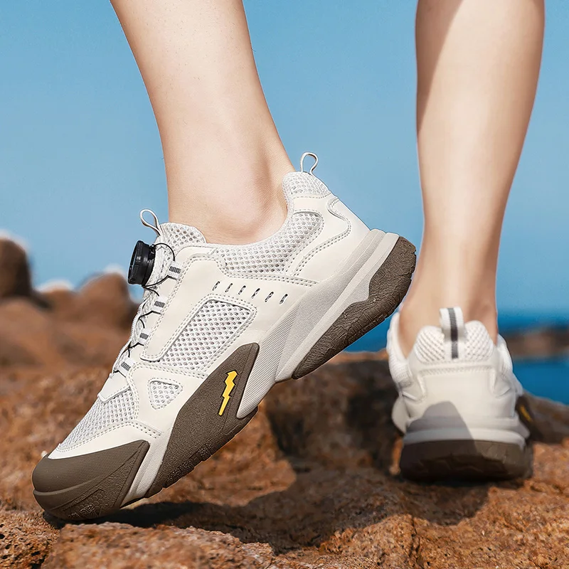 

2025 New Men's Outdoor Running Shoes: Comfortable and Versatile Quick-Lacing Walking and Jogging Shoes Casual Sports Footwear