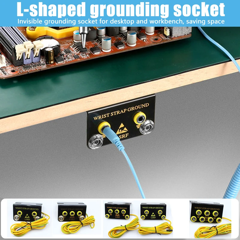 

Professional Anti Static ESD Ground Socket L Shaped 2/3/4/5/7 Hole Banana Plug AntiStatic Wrist Strap Wire Electrostatic Cable