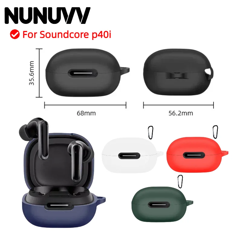 

NUNUVV For Anker Soundcore P40i Case Solid Color Silicone Shockproof Bluetooth Earphone Cover for Soundcore p40i hearphone box