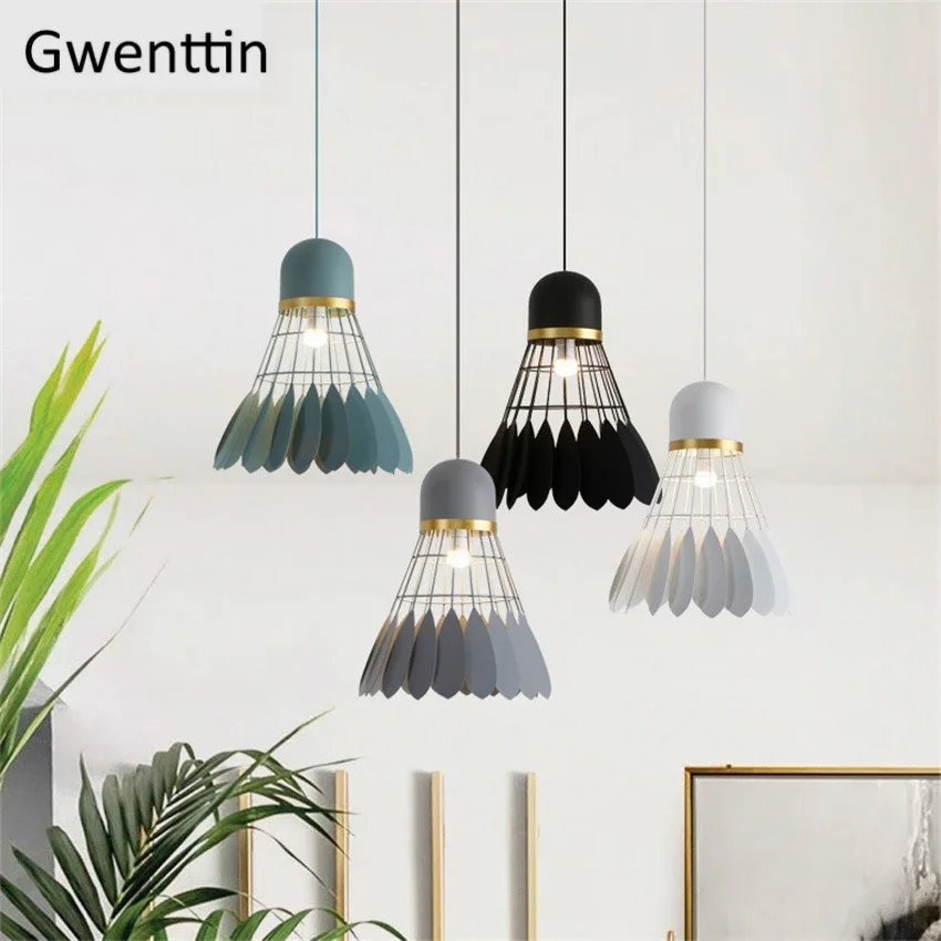 Moderno LED Badminton Lustres De Teto, Luzes Penduradas, Home Loft Luminaria Decoração, Macaron Lâmpada Pingente, E27 Luminária