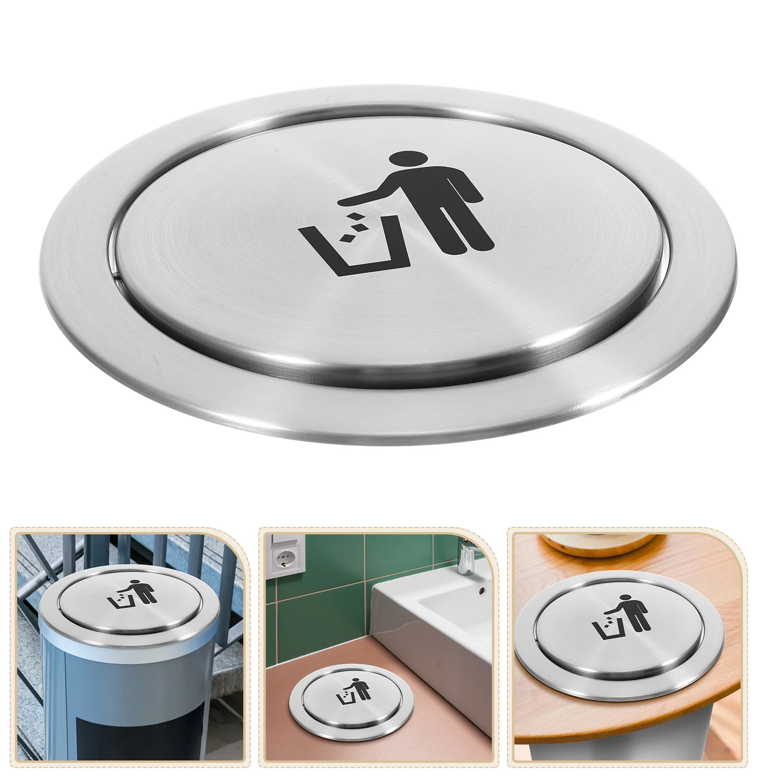 

1pc Recessed Garbage Lid Stainless Steel Embedded Countertop Trash Grommet Swing Cover For Kitchen Bathroom Sink Waste